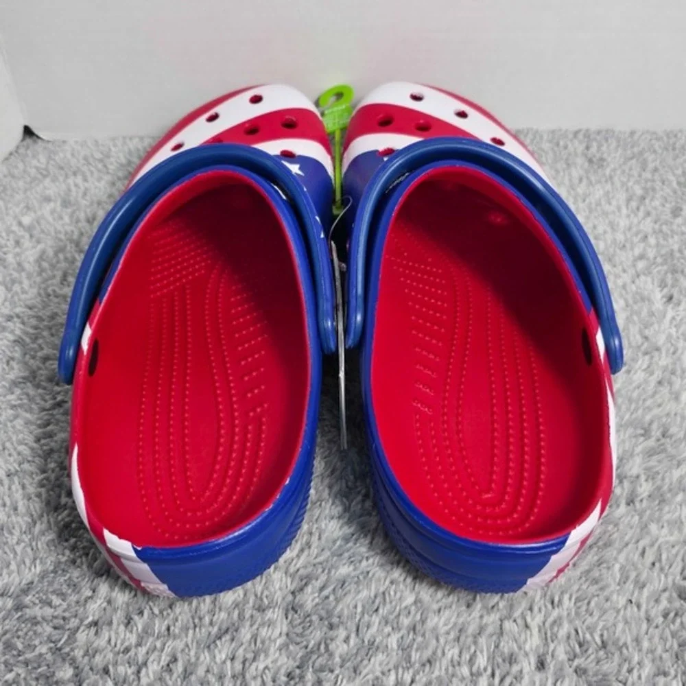 Crocs Classic American Flag Clogs‎ Size Mens 9 Womens 11 USA Patriotic Shoes NWT